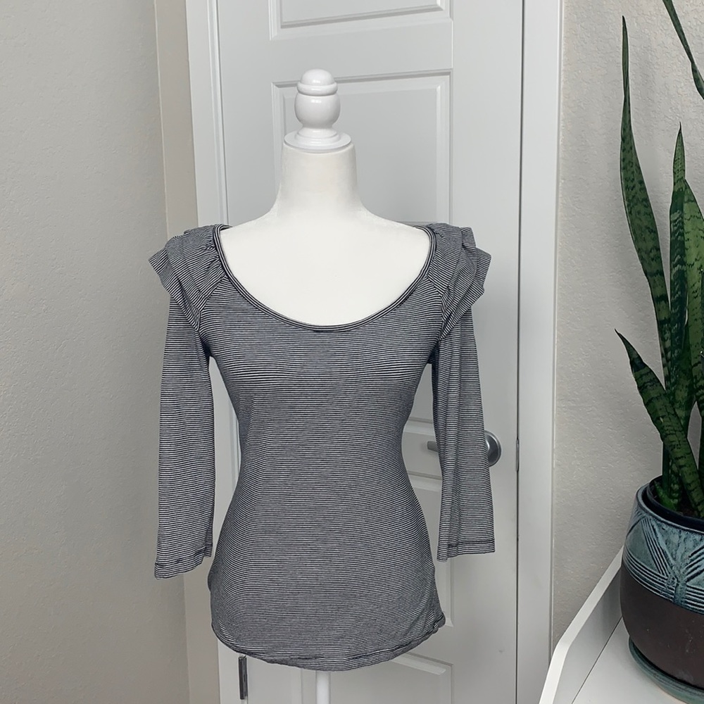 Black and white micro stripe shirt